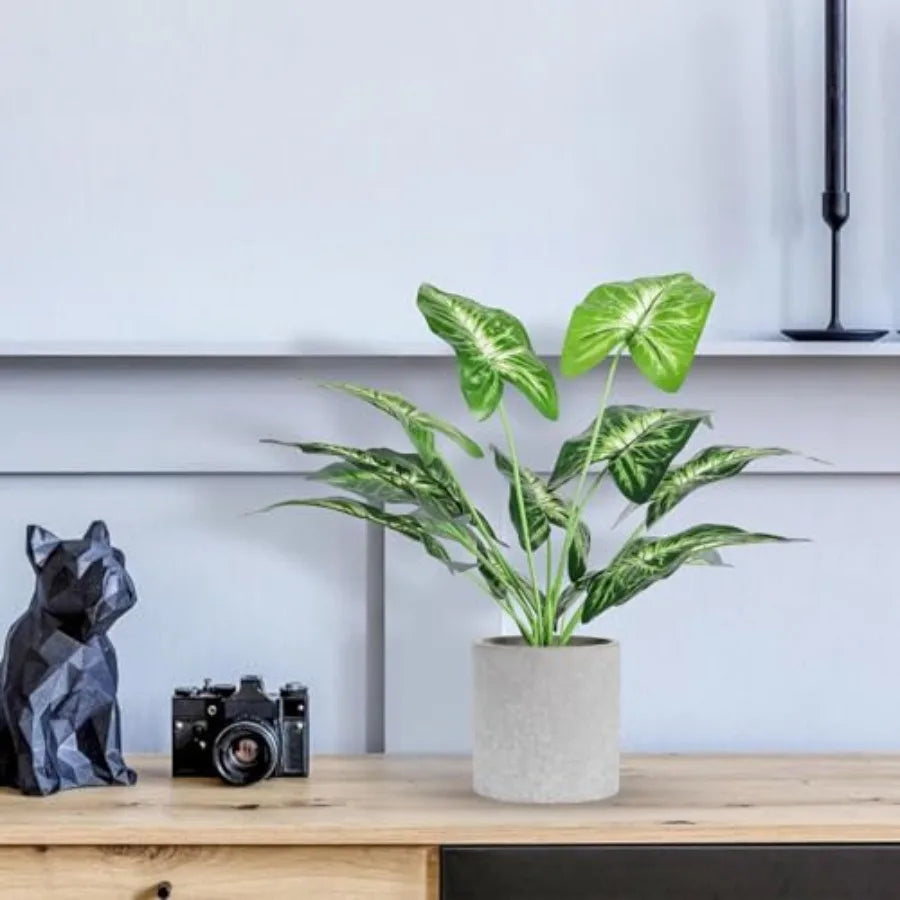 2 Pack Fake Plants Artificial Tropical Faux Plants Indoor for Office Desk Home Sage Green Decor