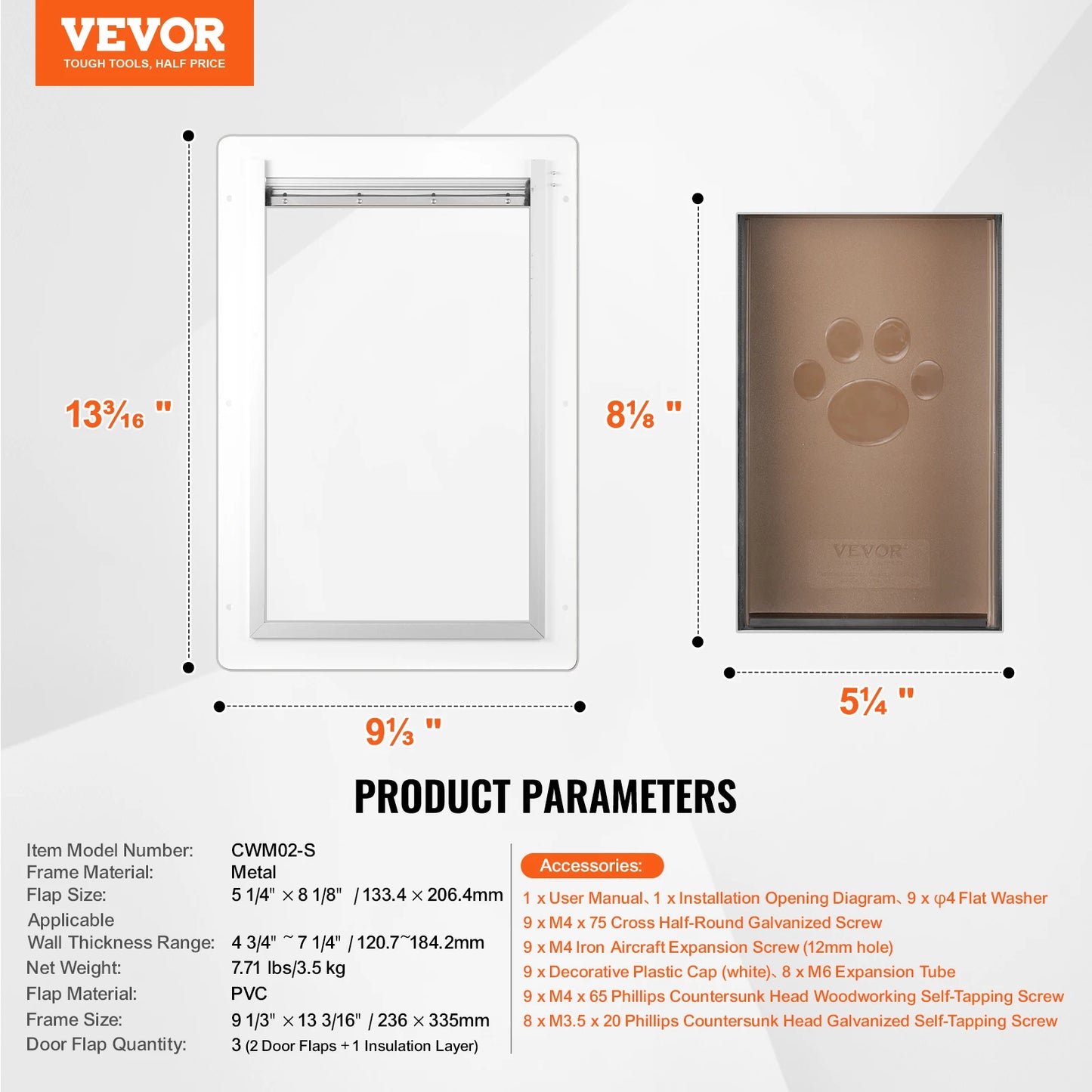 Pet Door With Locking Metal Frame And 3-Flap Weatherproof System