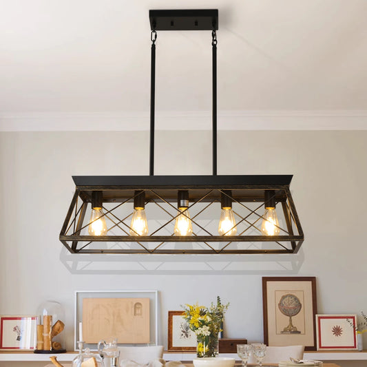 ARLGSITEC Farmhouse Chandeliers 5 Lamp Modern Metal Island Pendant