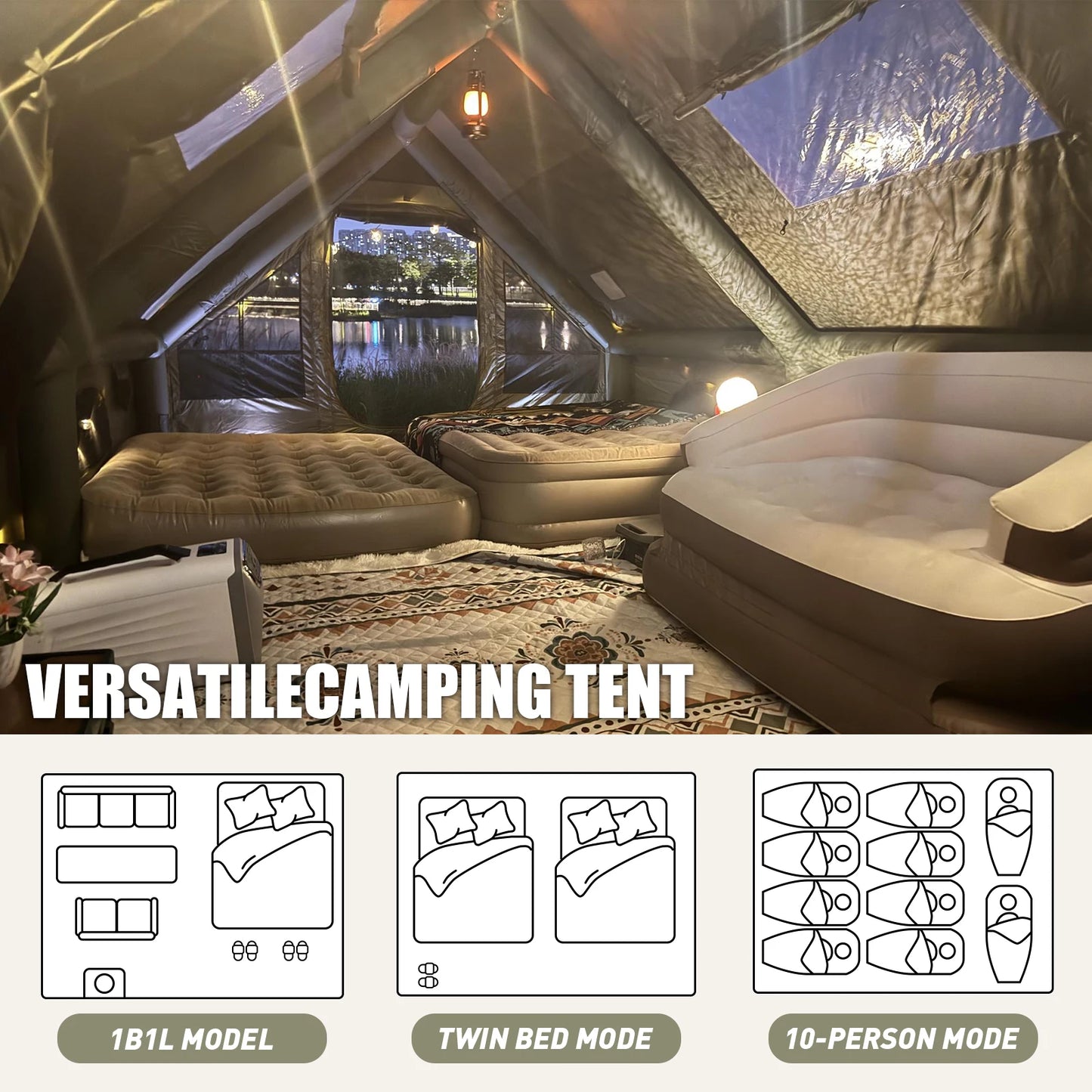 SENLEETO Waterproof Windproof Inflatable Camping Tent