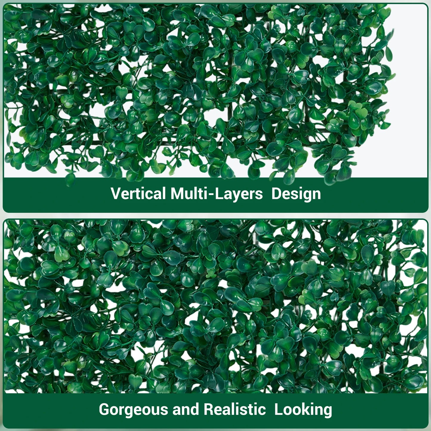 12/24 pcs Artificial Boxwood Hedge Wall Panels,25x25 cm/50x50 cm Artificial Grass Wall Backdrop,Greenery Screen Fence for Garden
