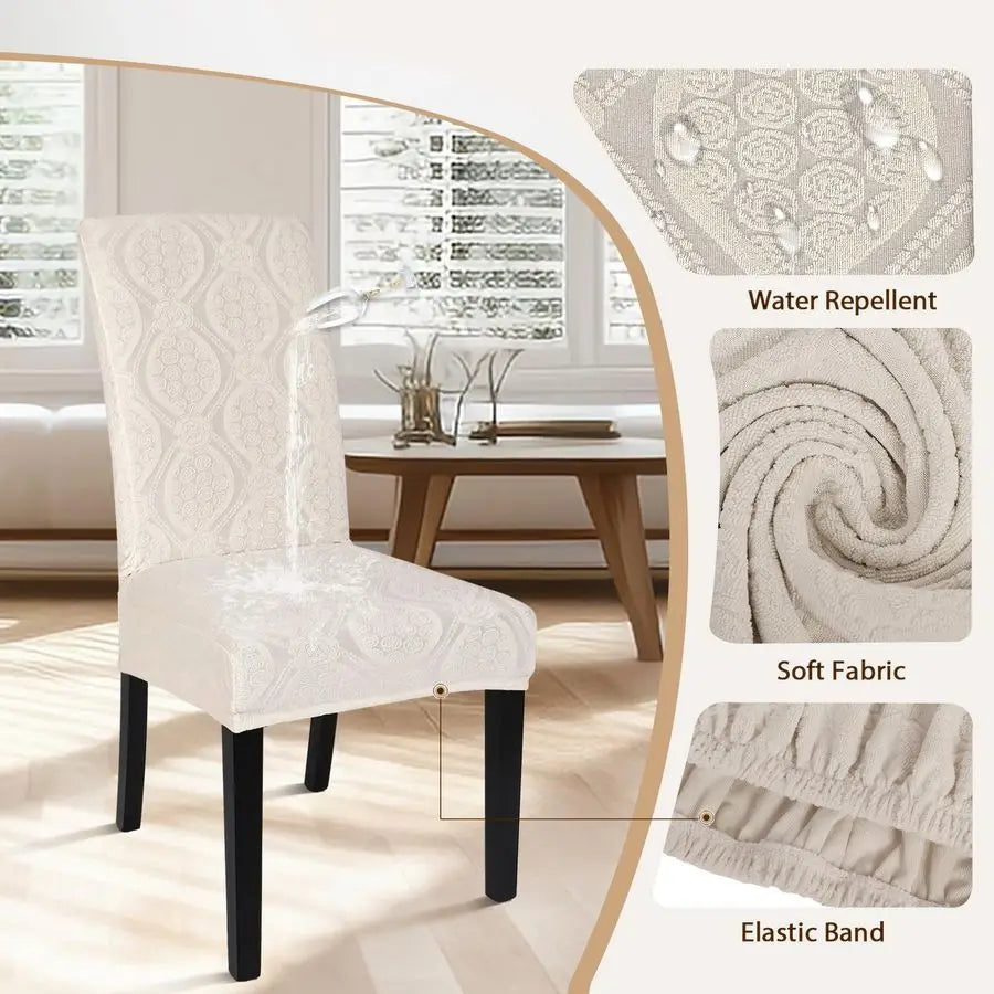 Waterproof Dining Chair Covers Set Stretch Jacquard Parsons Slipcovers