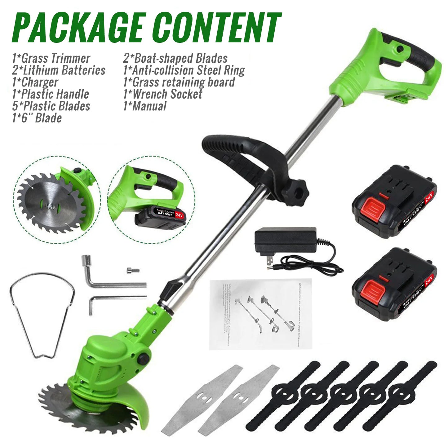 Electric Cordless Weed Trimmer 2in1 Grass Cutter With Battery