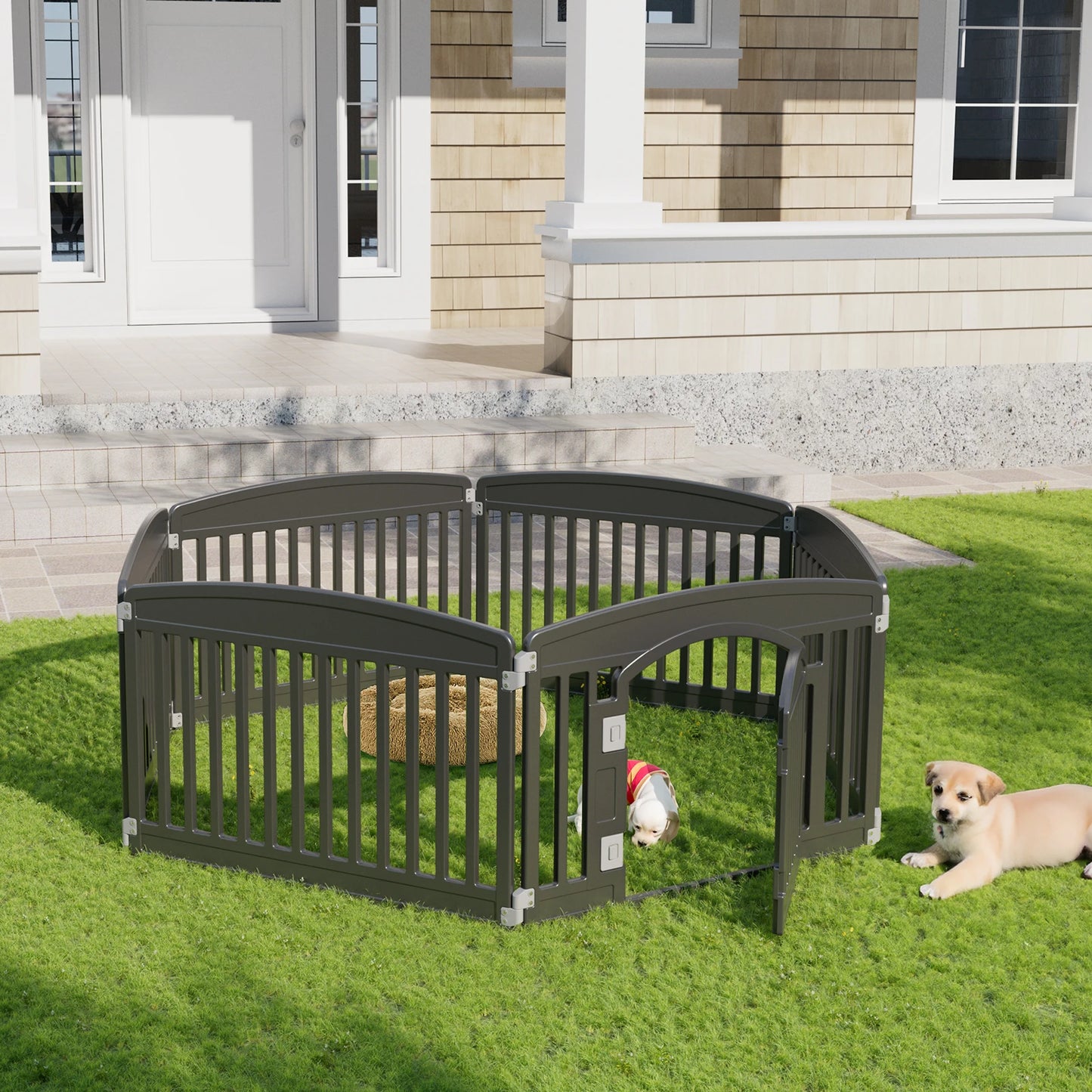 JHK Plastic Dog Playpen 6 Panel Expandable Indoor Outdoor