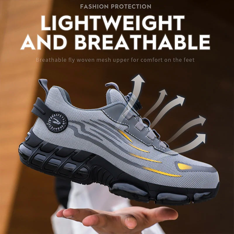 Breathable Lace Free Soft Sole Safety Shoes for Men