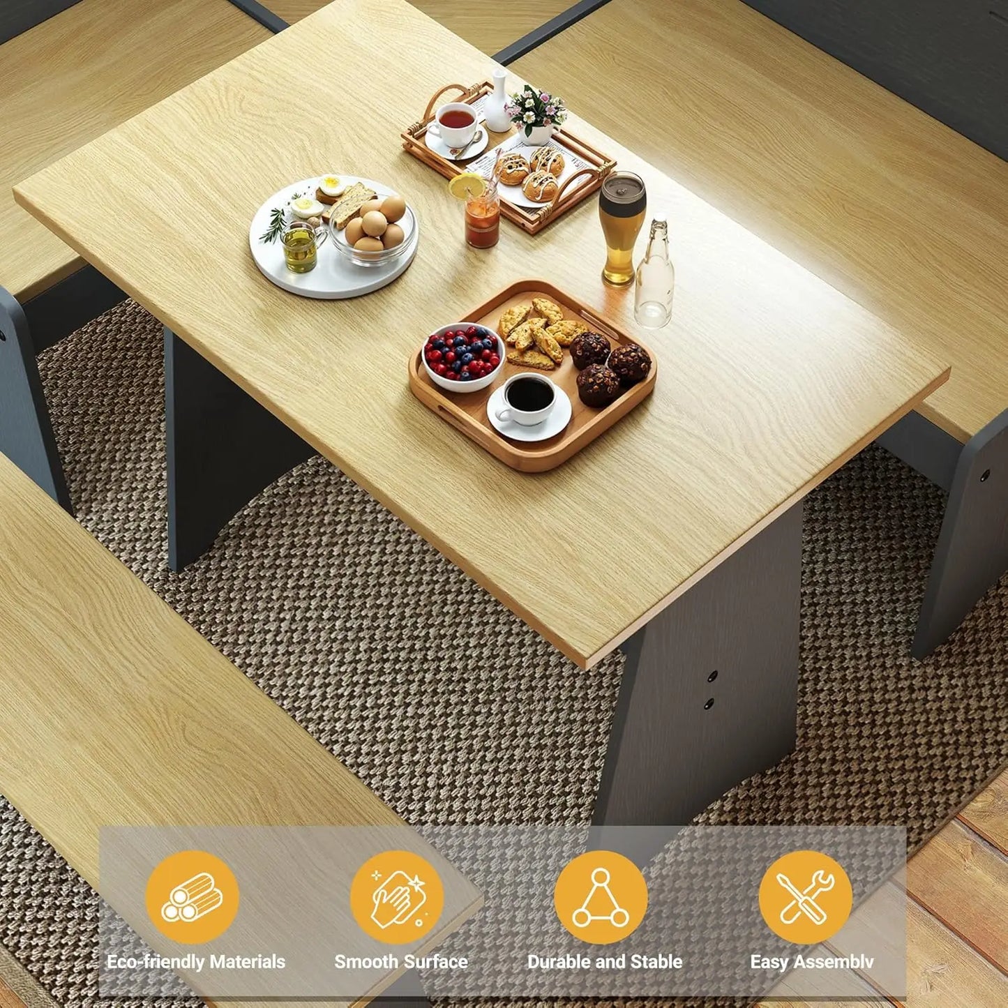 L-Shaped Breakfast Nook Set With Hidden Storage Bench