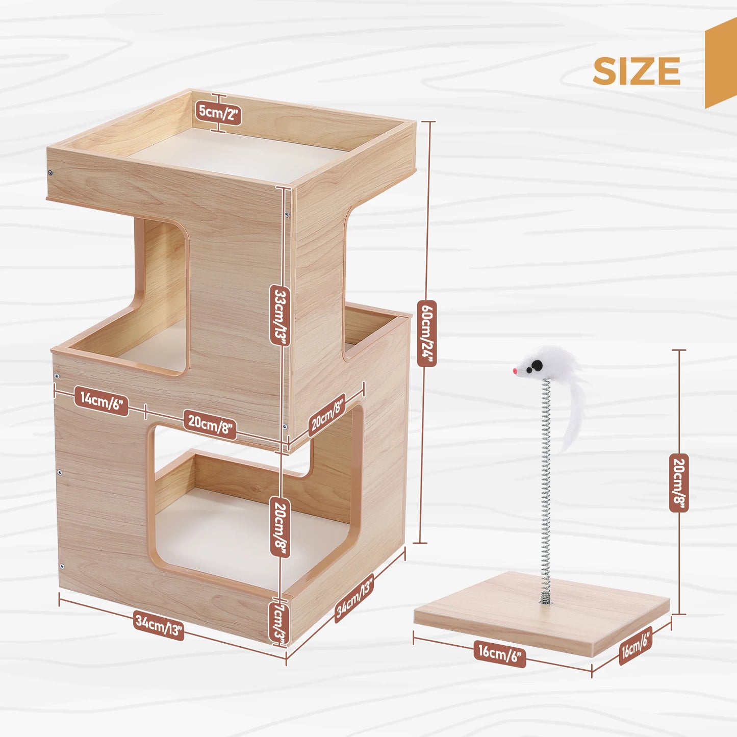 PAWZ Road Wood Cat Condo With Removable Soft Mats And Scratching Pad