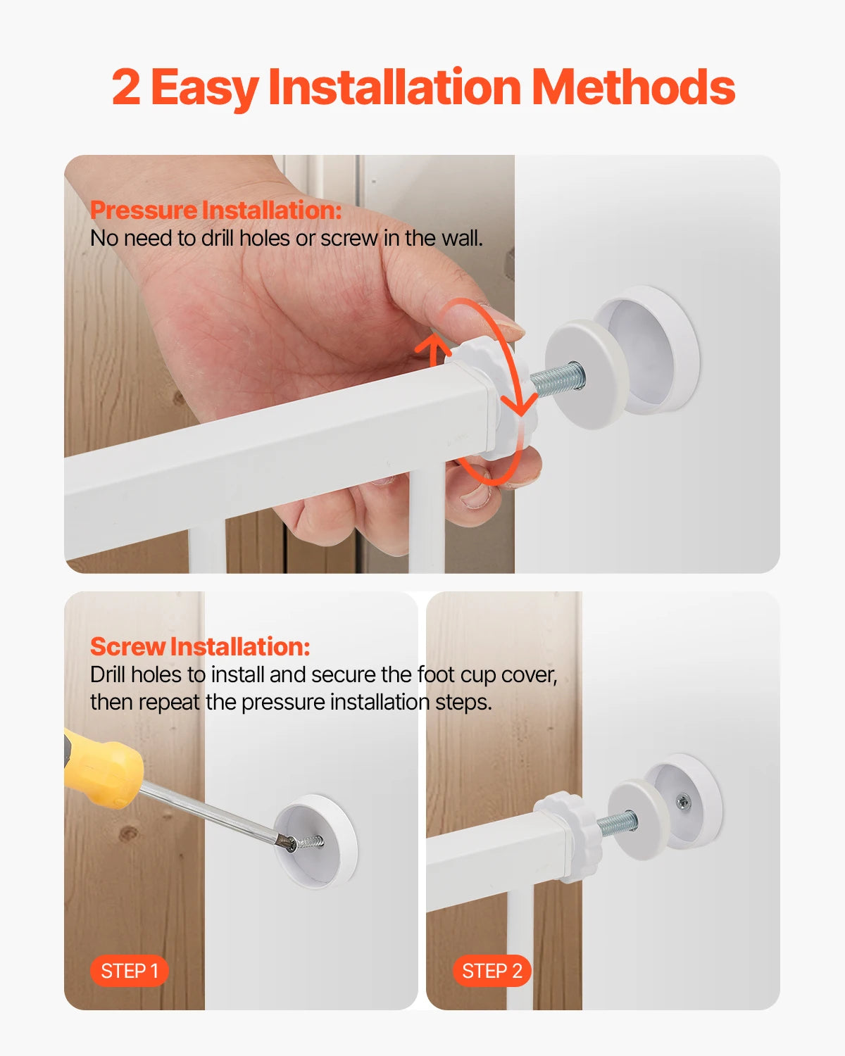 SucceBuy Baby Gate Walk Through Pet Security Pressure Mount
