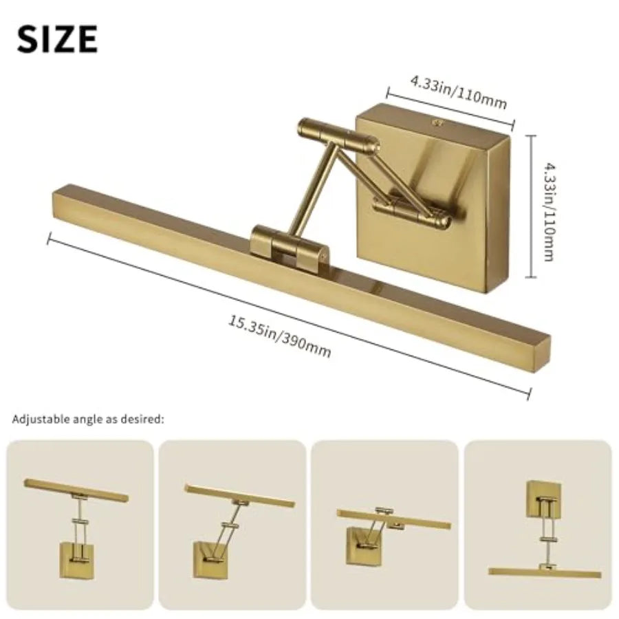 Brass Hardwired LED Picture Light For Paintings And Wall Art