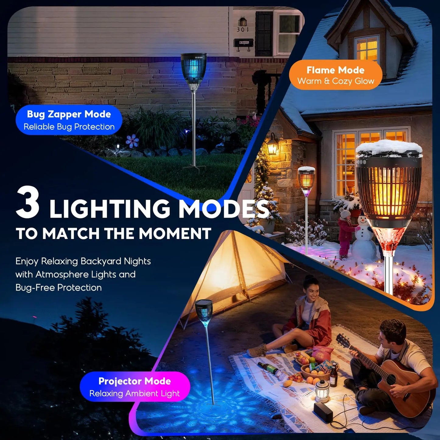 Solar Bug Zapper Outdoor 3-In-1 Mosquito Zapper For Yard