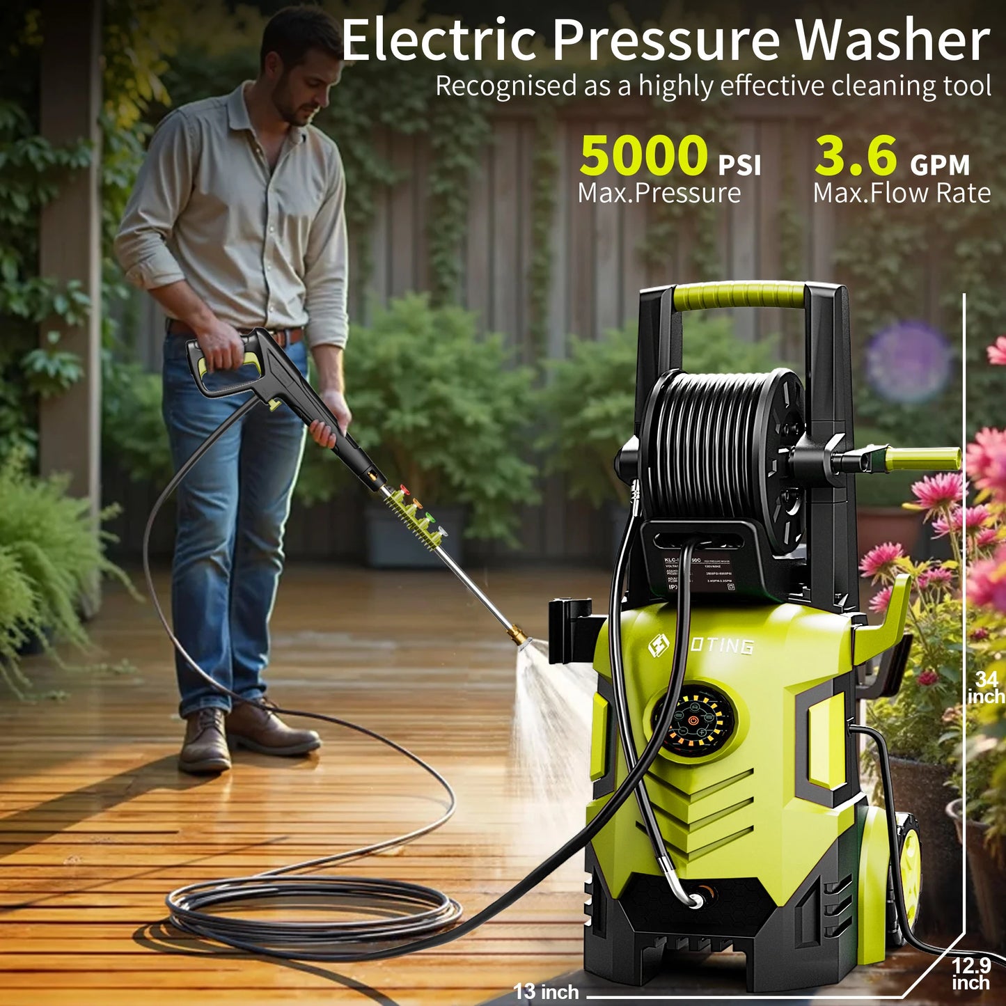 FF FOTING 5000 PSI Pressure Washer With Touch Screen And Foam Cannon