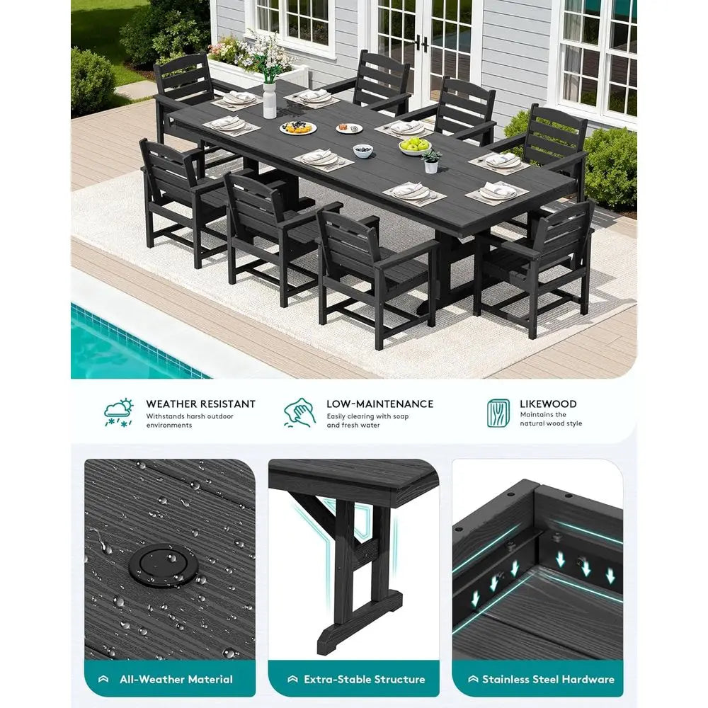 LISM HDPE Outdoor Dining Set With Table And Armchairs