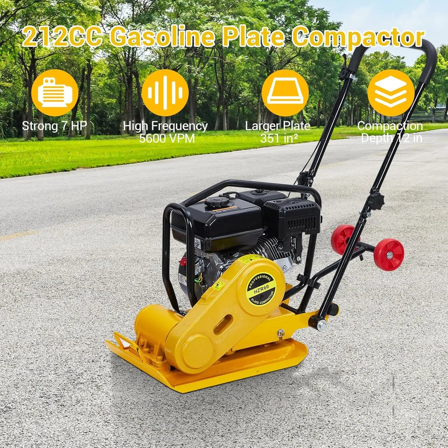 TWISTER.CK Plate Compactor 7HP 212cc Gas Engine 5,600 VPM