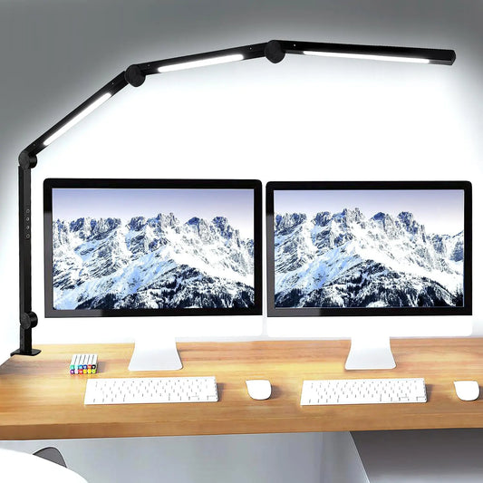 Led Desk Lamp With Clamp Arm Dimmable 4 Color Modes