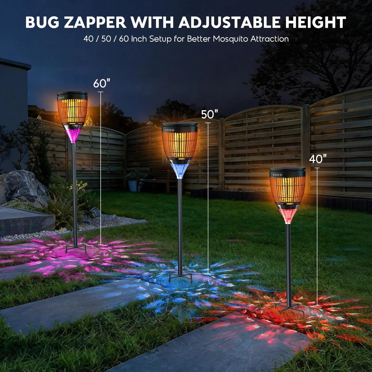 Solar Bug Zapper Outdoor 3-In-1 Mosquito Zapper For Yard