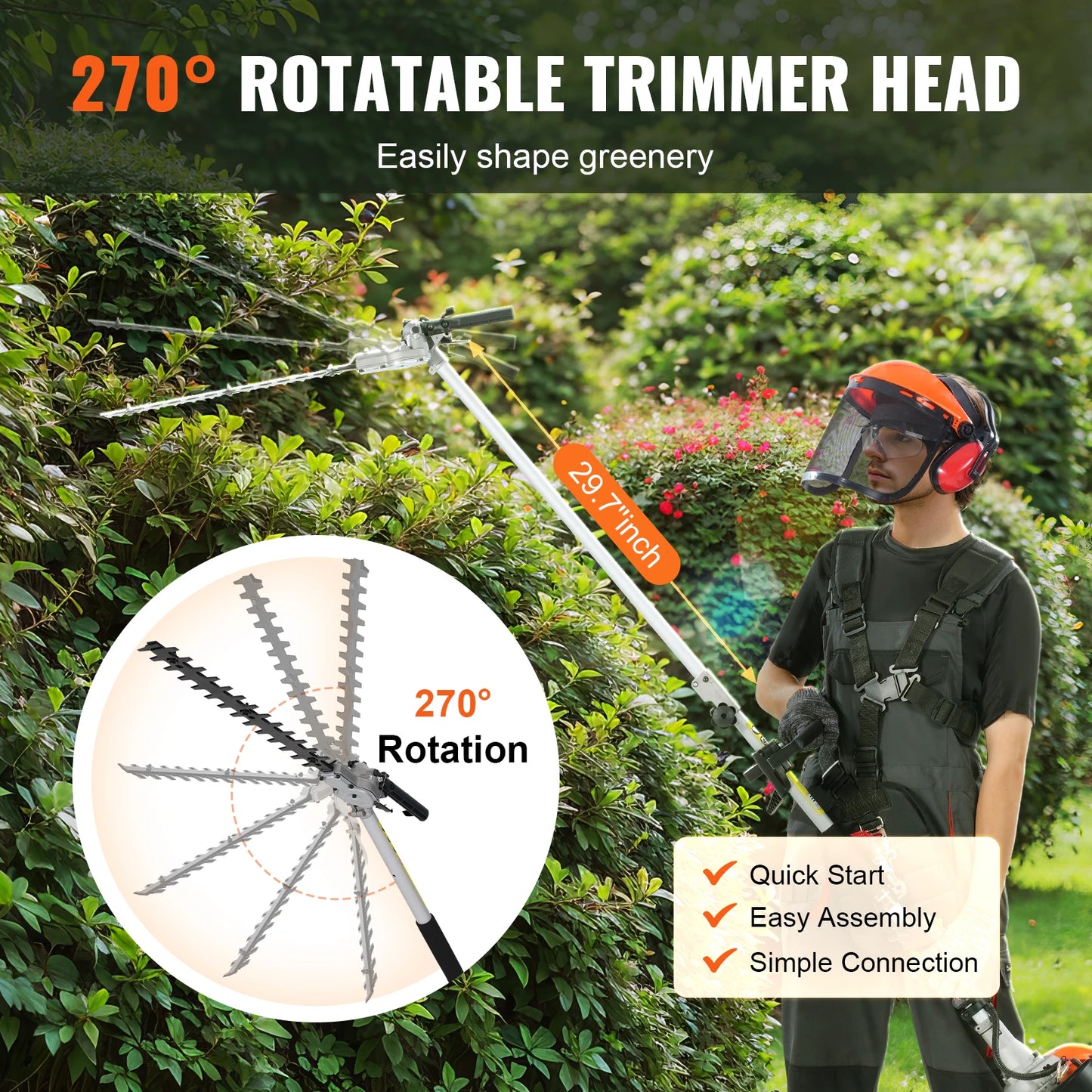 SucceBuy 6 In 1 Gas Hedge Trimmer For Yard Maintenance