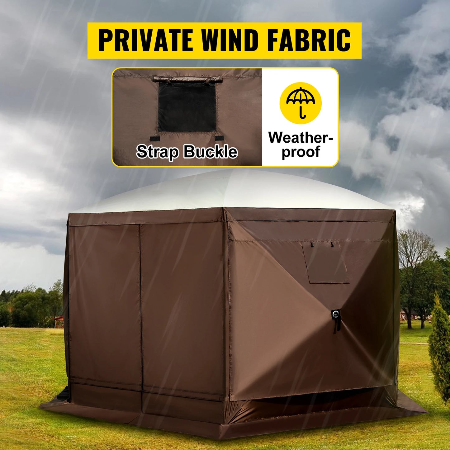 SucceBuy Pop-Up Camping Gazebo Canopy Shelter 6-Sided