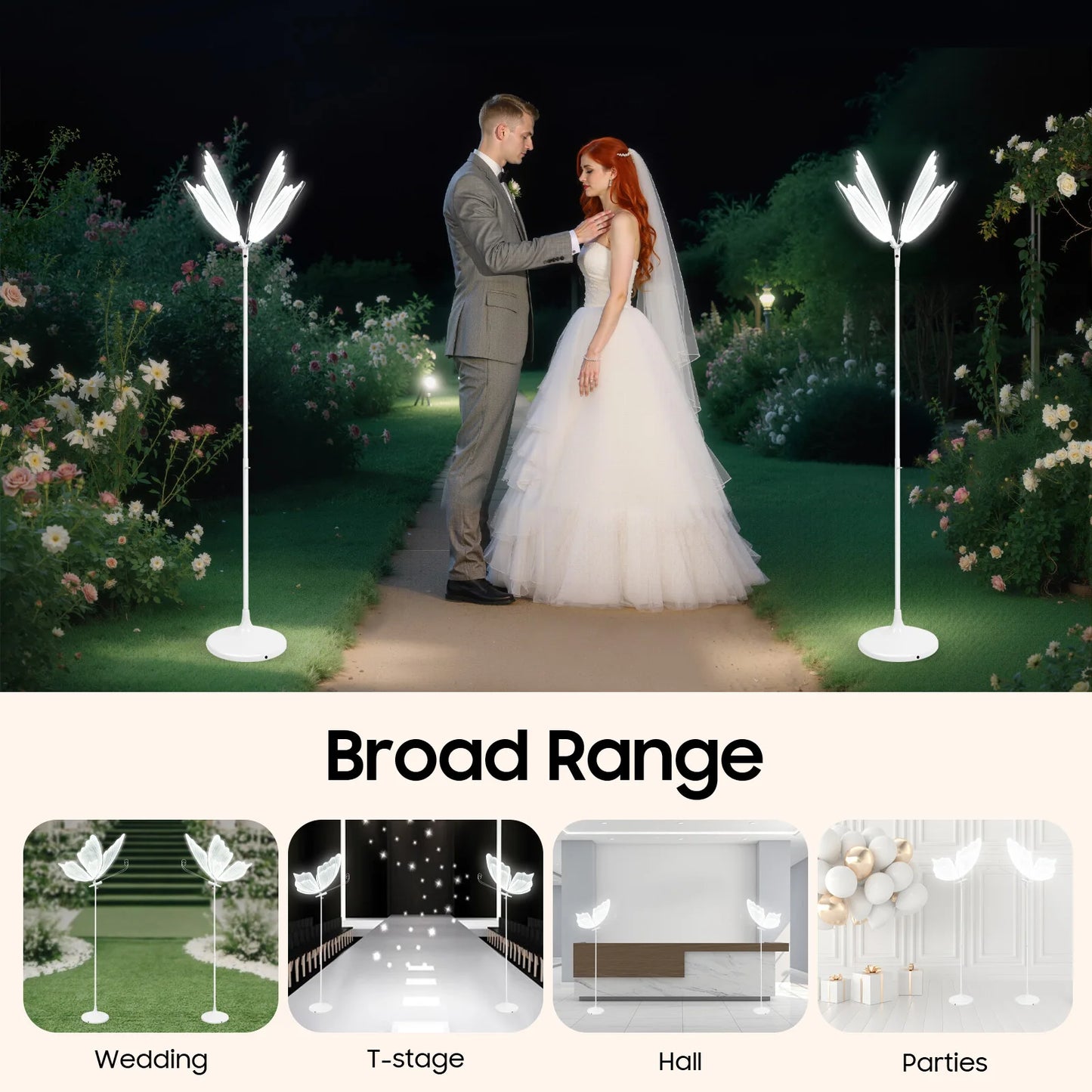 Butterfly LED Floor Lamps, Wedding Theme, Adjustable Height, 48W 110V