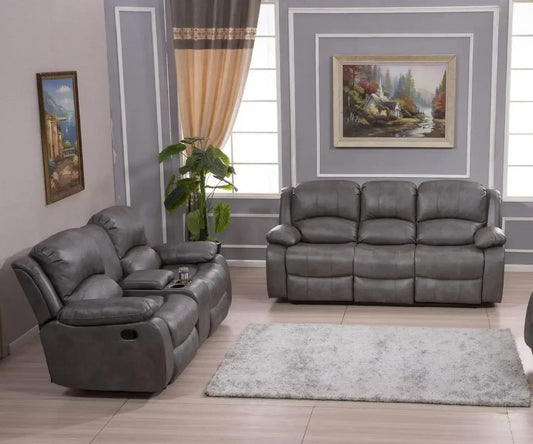 Leather Air Reclining Sofa Loveseat Set 2pc for Living Room