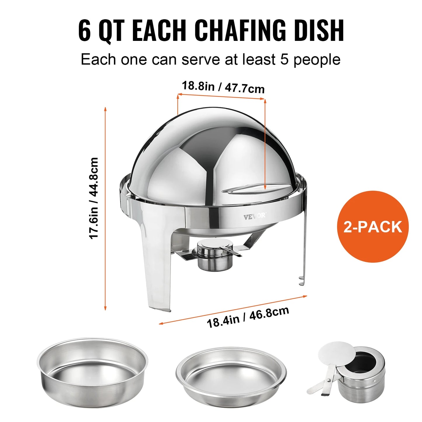 SucceBuy Roll Top Chafing Dish Set Stainless Steel Warmer