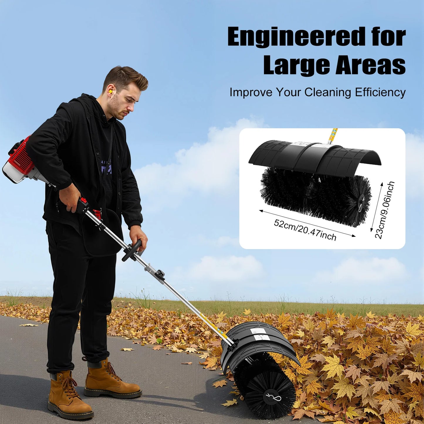 Gas Powered Walk Behind Sweeper For Multi Surface Driveways Lawns And Garages