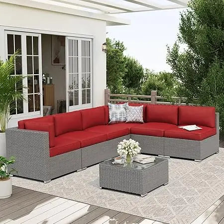 Outdoor Patio Sofa Set Rattan With Glass Table Cushions Included