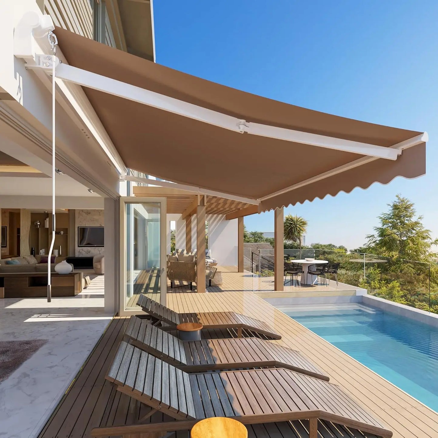 Patio Retractable Awning Sun Shade Shelter For Outdoor Spaces