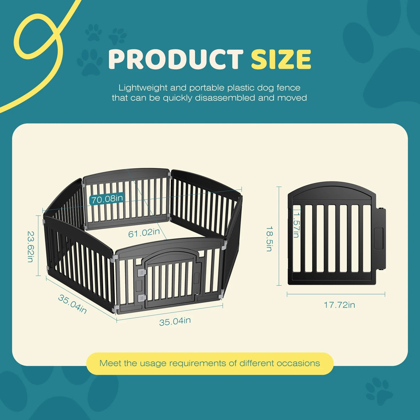 JHK Plastic Dog Playpen 6 Panel Expandable Indoor Outdoor