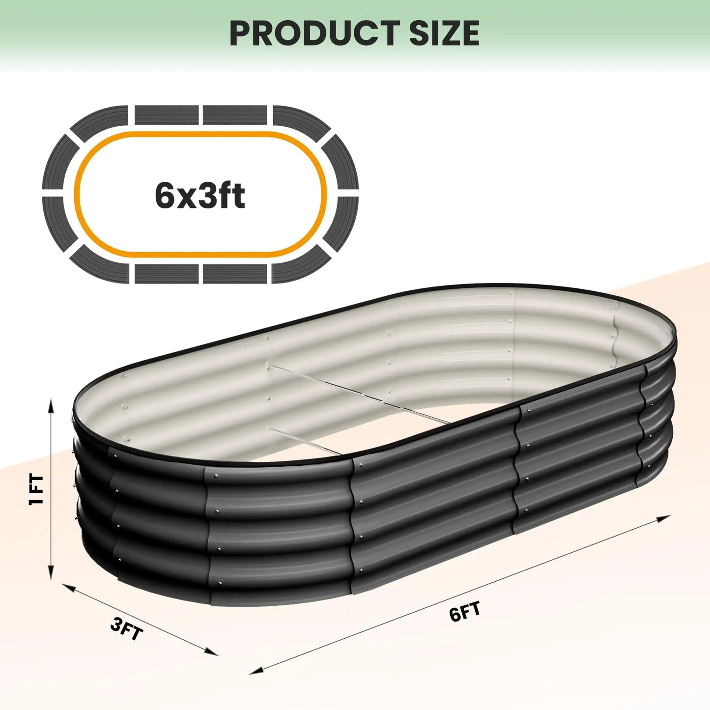 HiMISS Oval Galvanized Steel Raised Garden Bed Two Pack