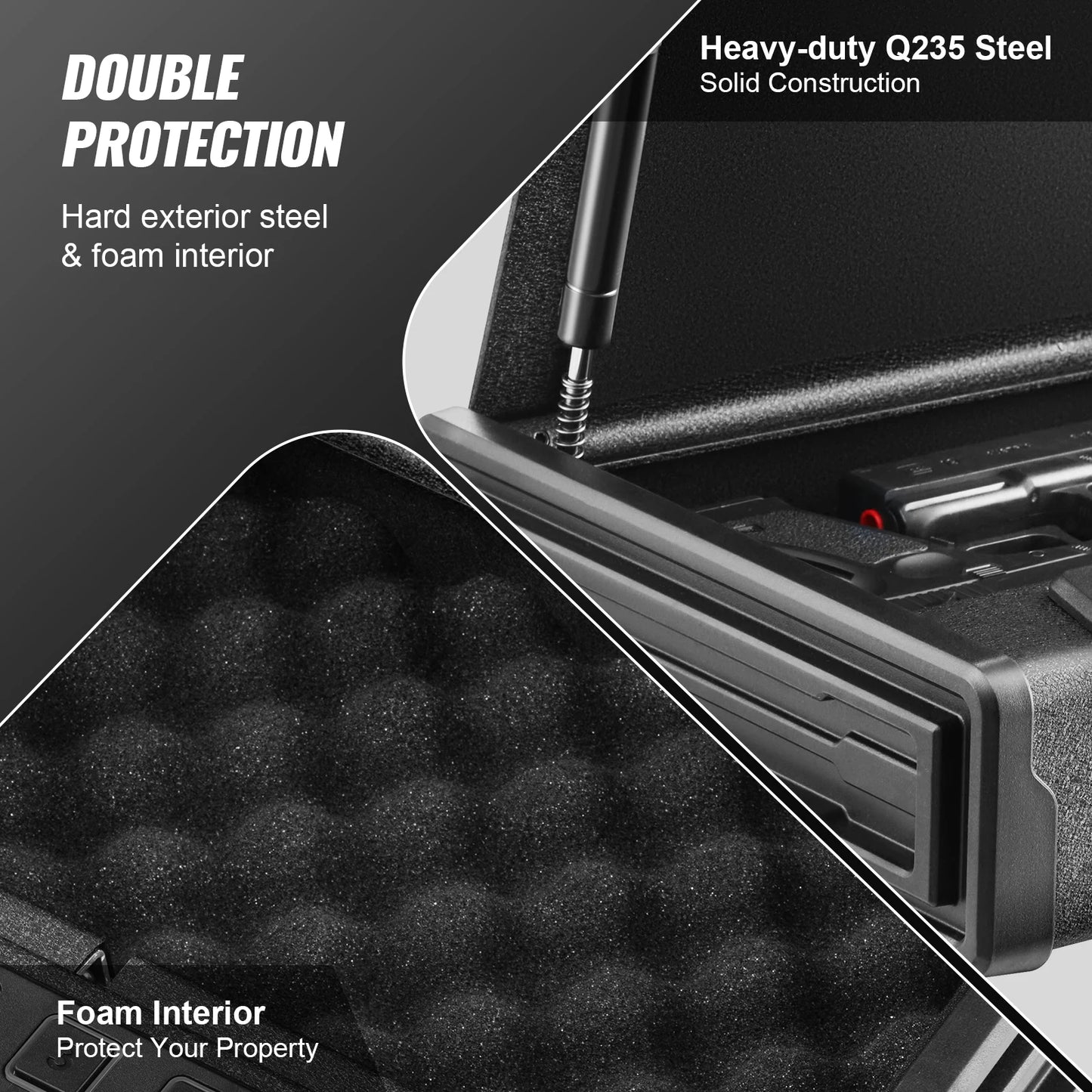 Pistol Safe With Biometric Access For Quick 3 Way Entry