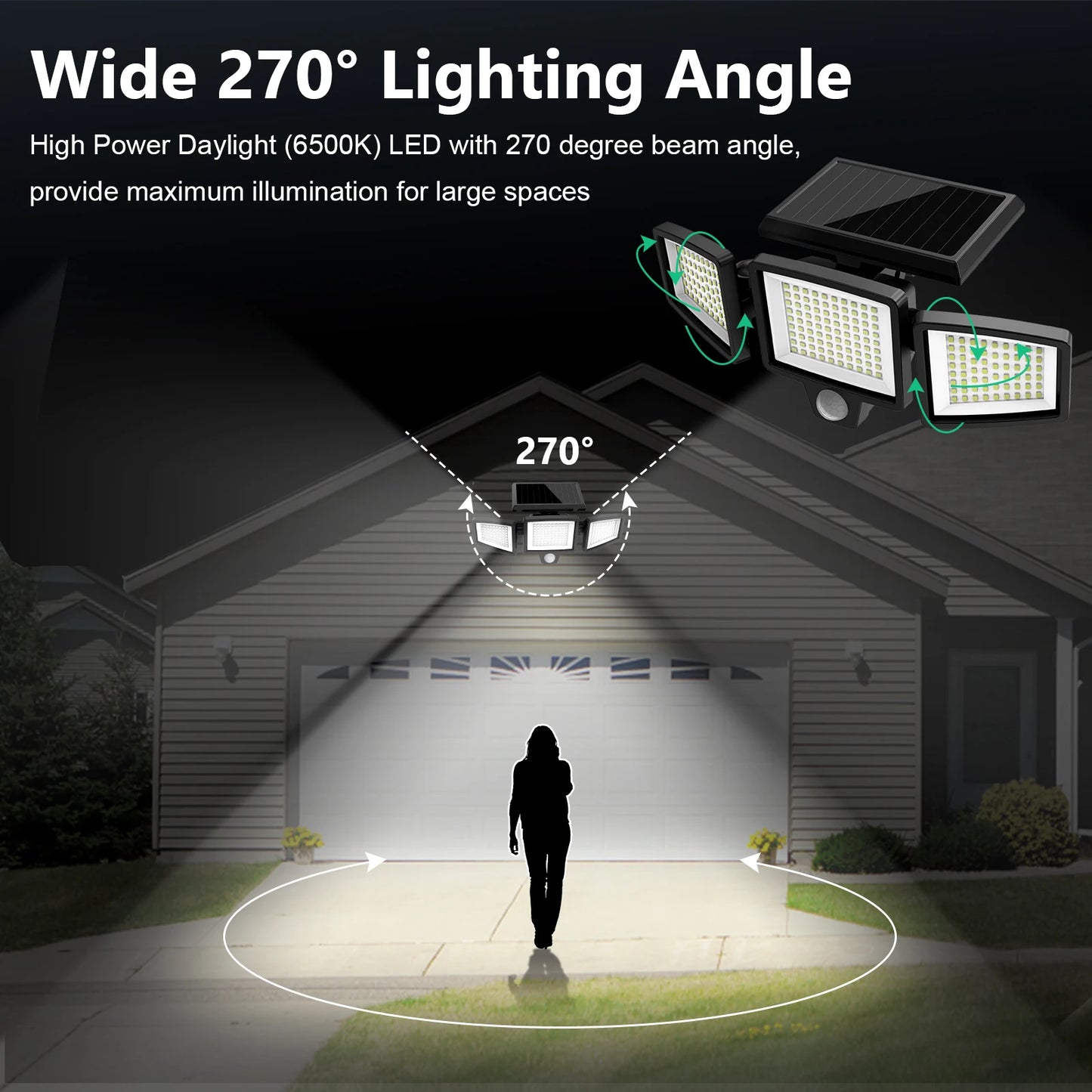 SZRSTH Outdoor Solar Lights 3 Pack Motion Sensor 2800LM LED