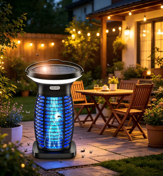 Outdoor Solar Bug Zapper With Panel Sensor And LED Night