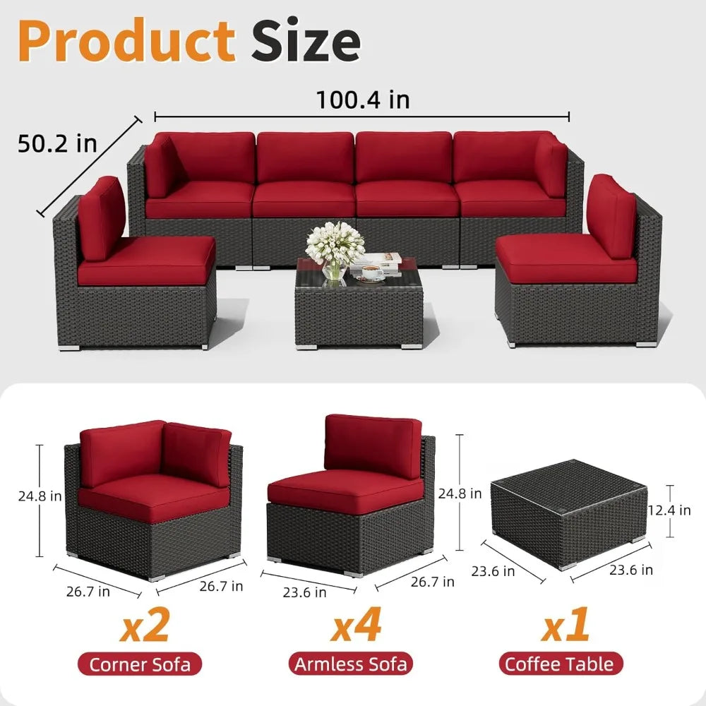Outdoor Patio Sofa Set Rattan With Glass Table Cushions Included
