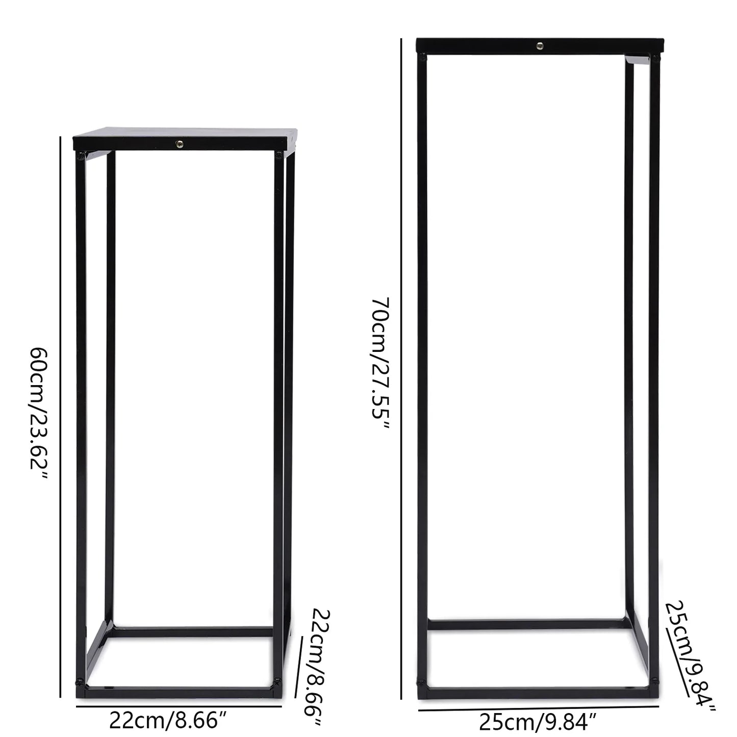 Set of 2 Metal Plant Stand Indoor Outdoor Square Rack