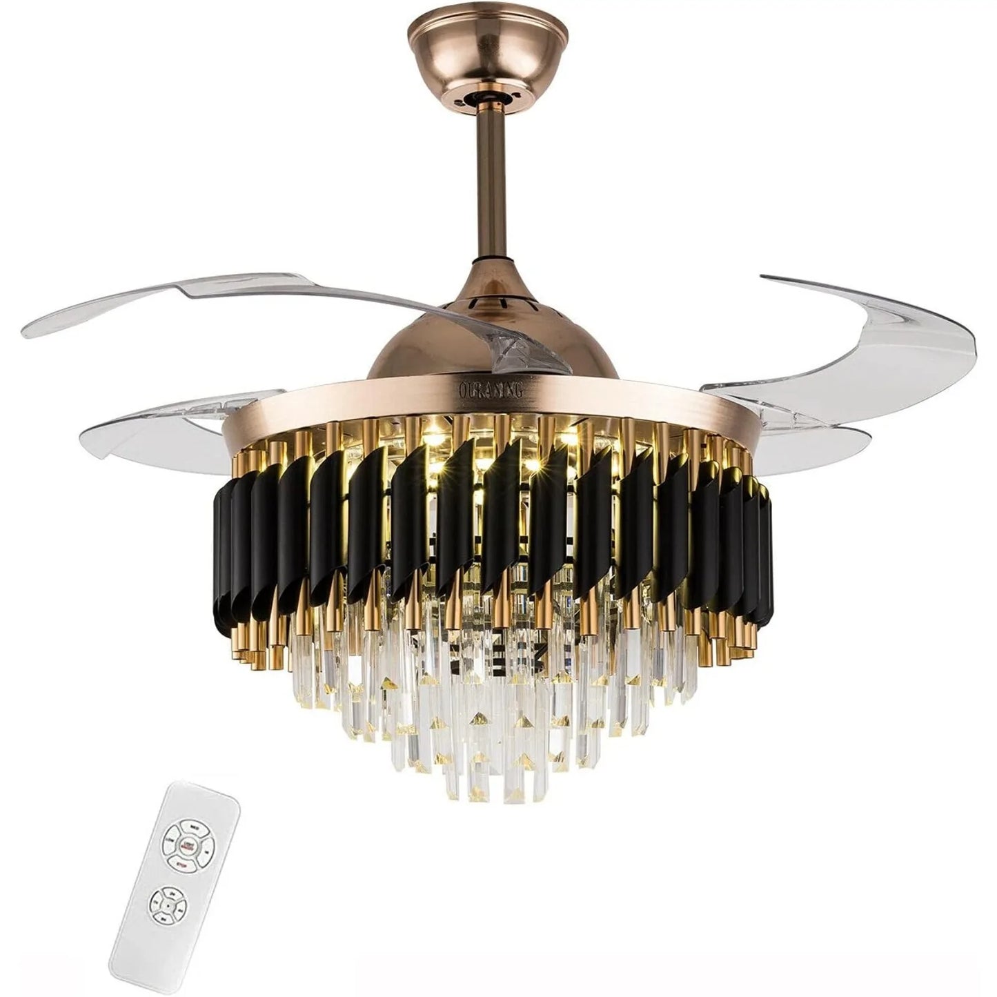 Crystal Ceiling Fan With LED Light And Remote Control