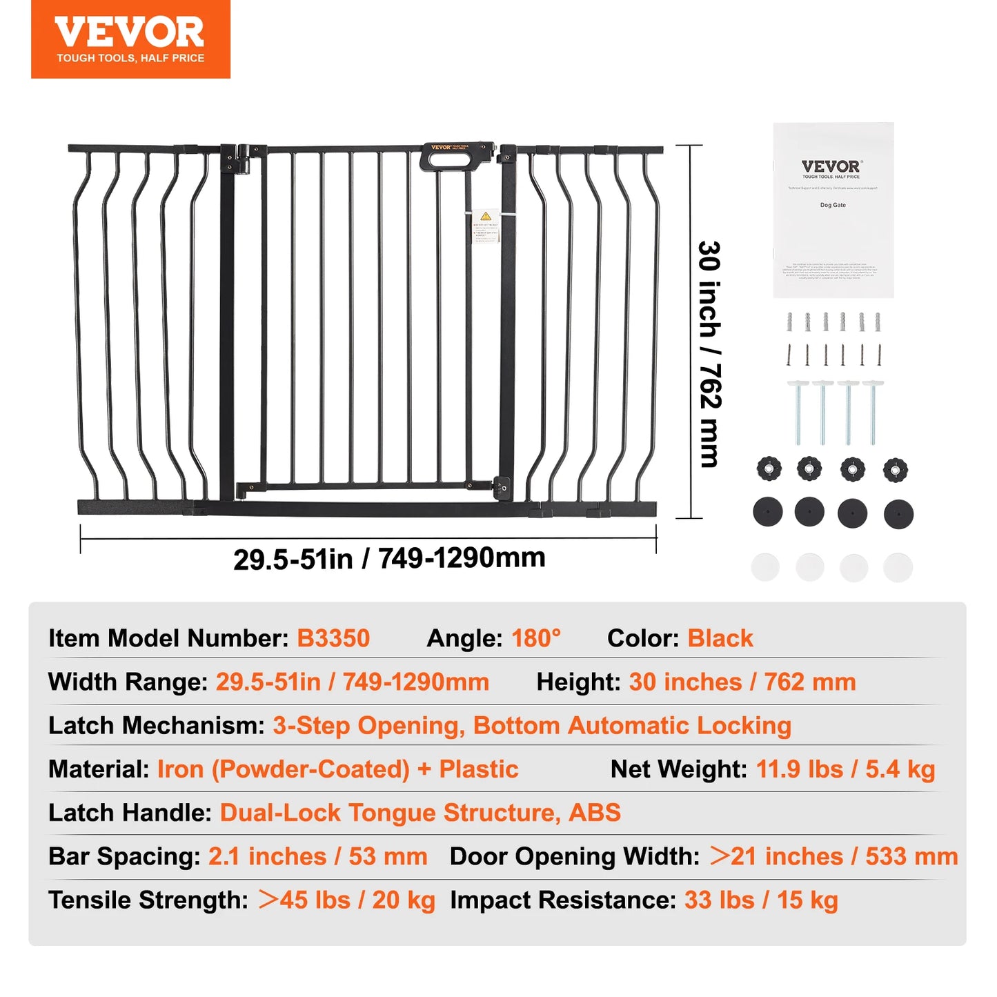 SucceBuy Baby Gate Walk Through Pet Security Pressure Mount