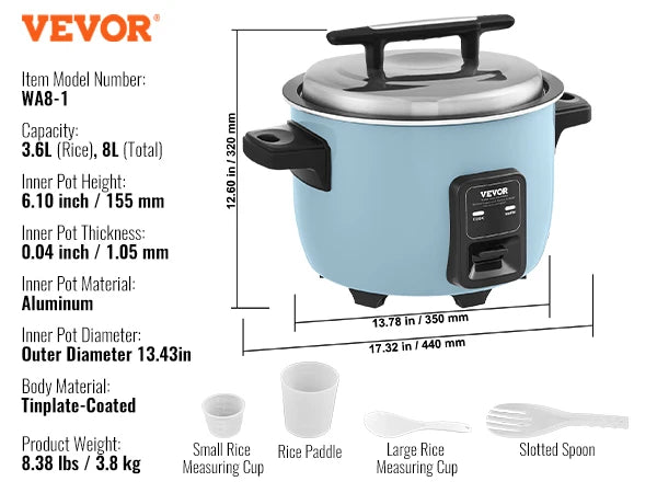 VEVOR Commercial Rice Cooker With Nonstick Aluminum Inner Pot