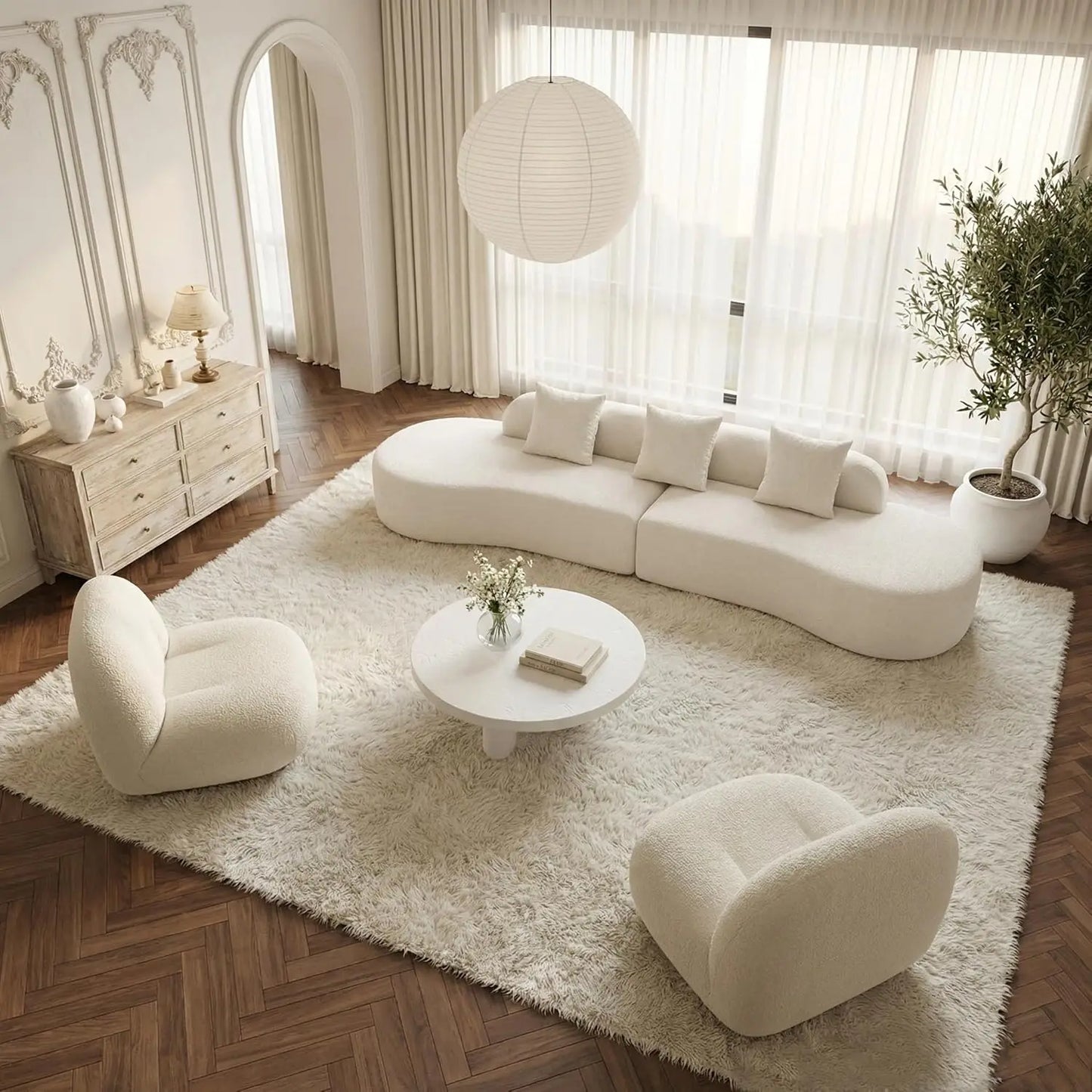 Modern Curved Sectional Sofa Plush Modular Couch For Living Room