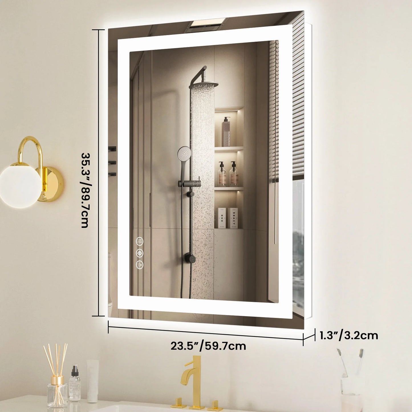 JHK LED Vanity Mirror With Memory Function Front And Backlit