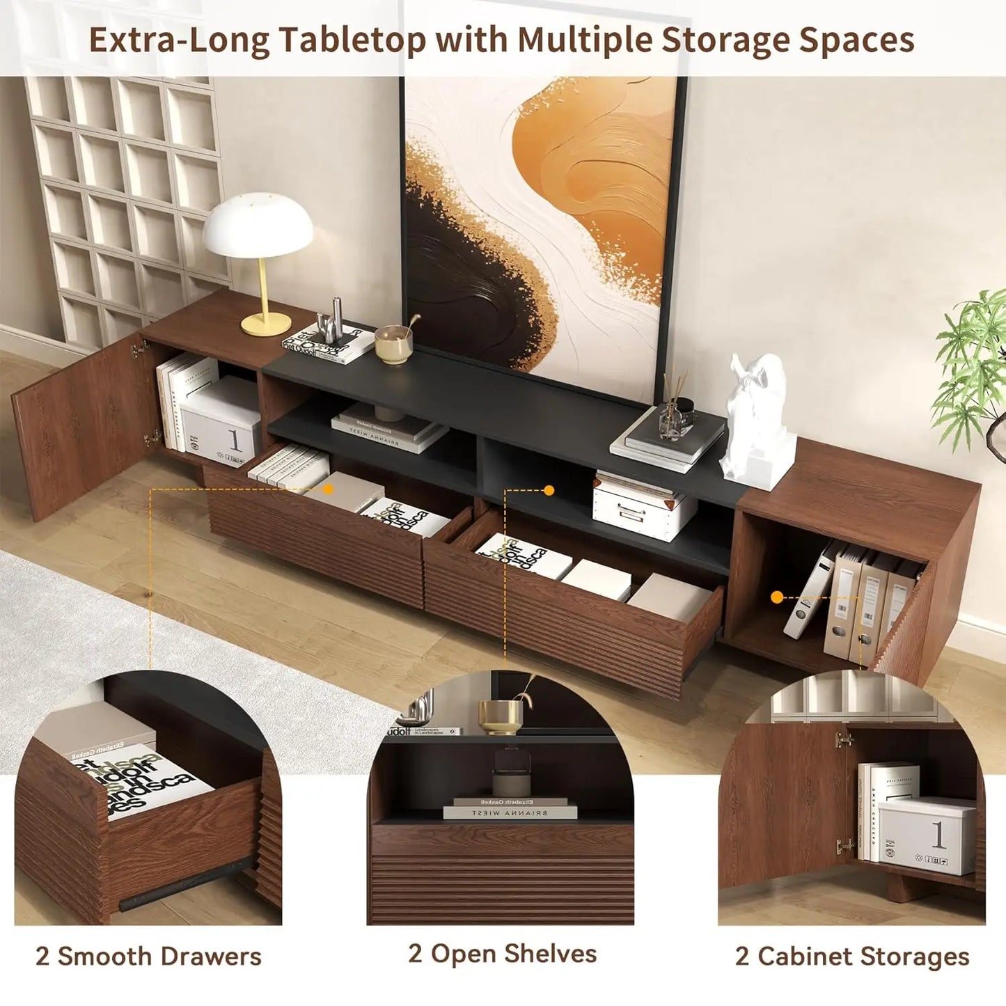Guangbai TV Stand With Storage Cabinets And Drawers