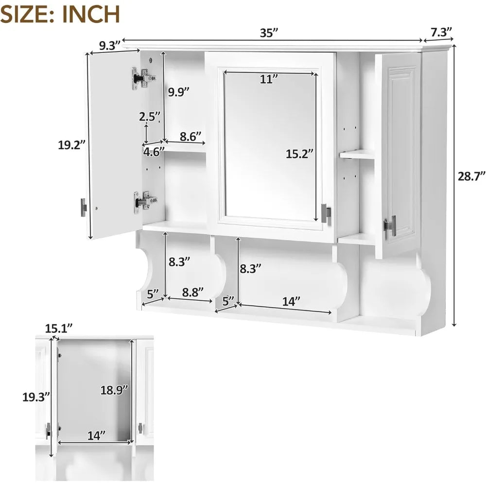 Bathroom Wall Mounted Medicine Cabinet With Adjustable Shelves