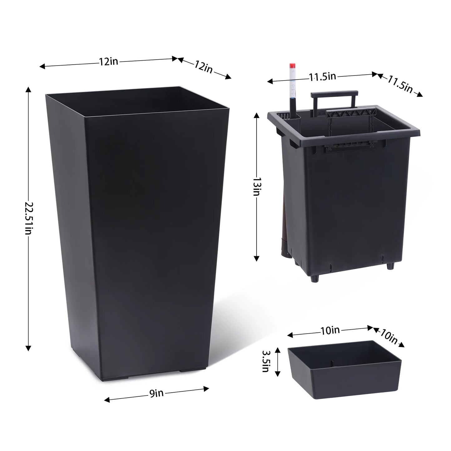 Outdoor Indoor Planter Pots Set With Drainage And Auto Watering