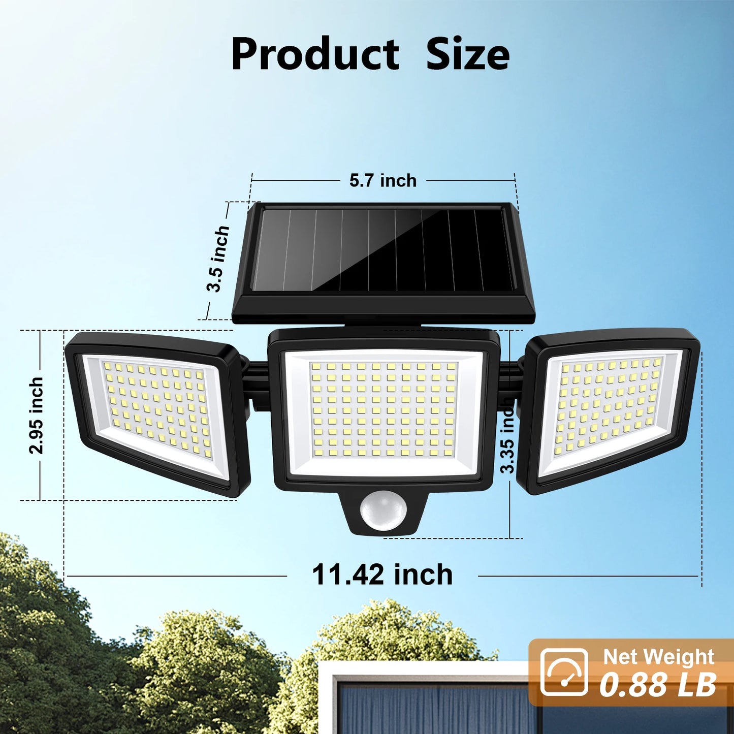 SZRSTH Outdoor Solar Lights 3 Pack Motion Sensor 2800LM LED
