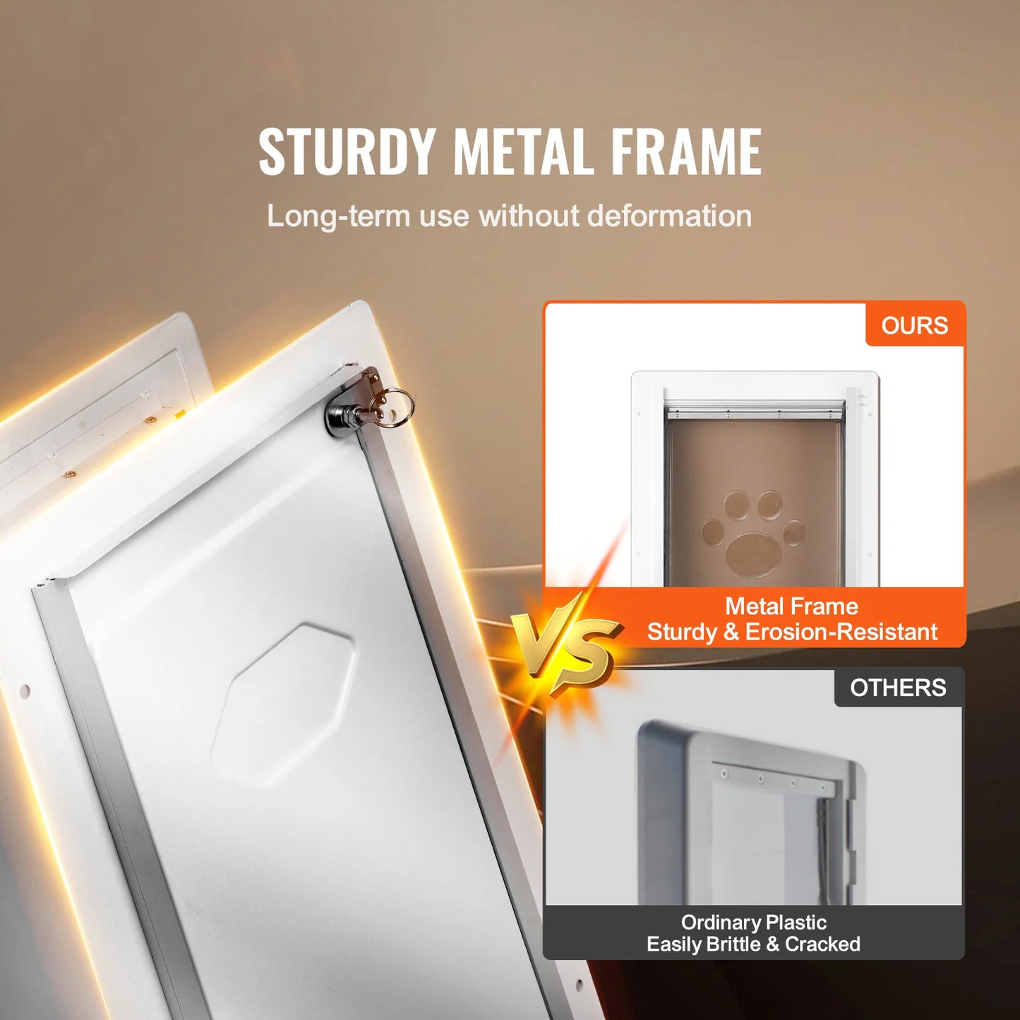 Pet Door With Locking Metal Frame And 3-Flap Weatherproof System