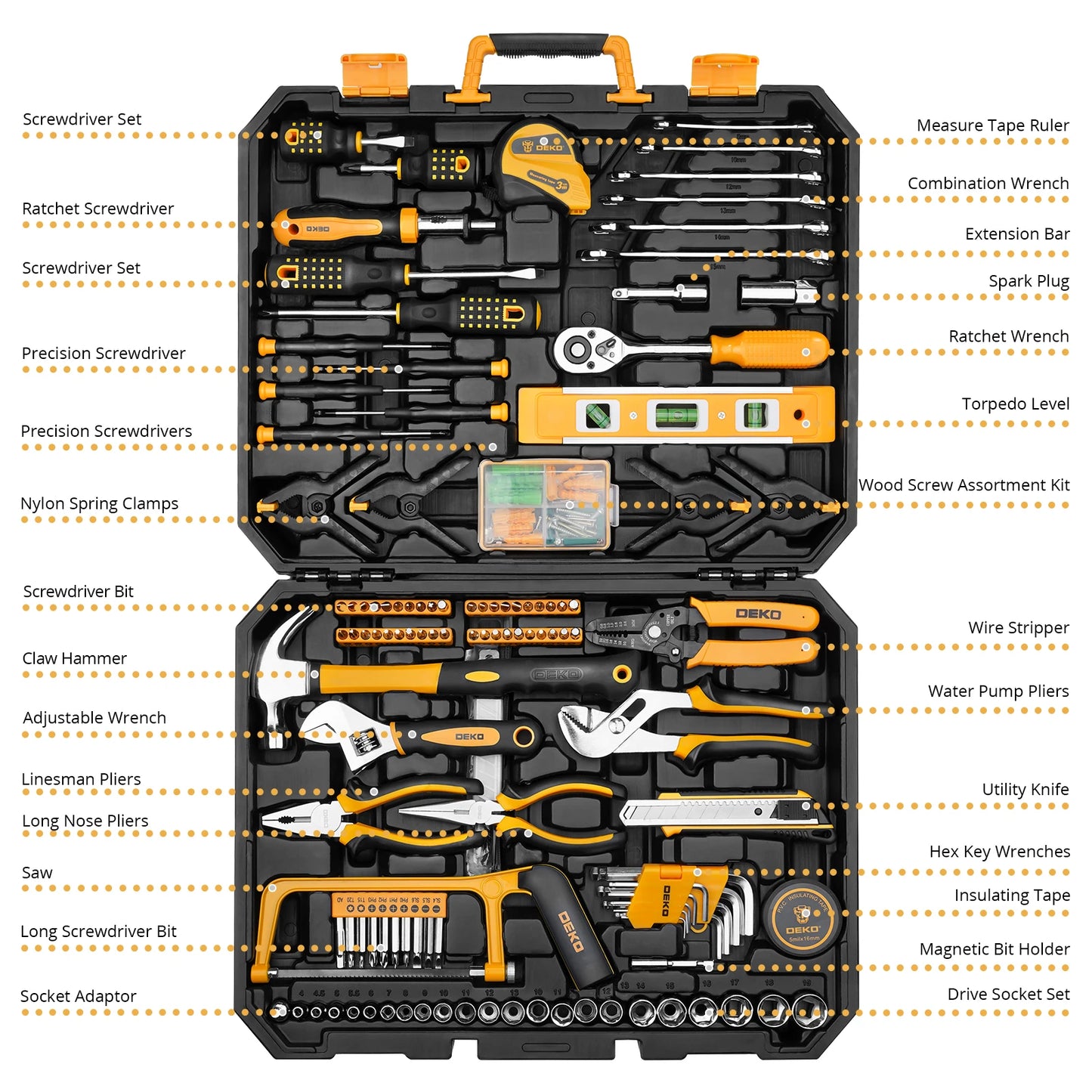 Dekopro 228Piece Socket Wrench Tool Set With Case Included