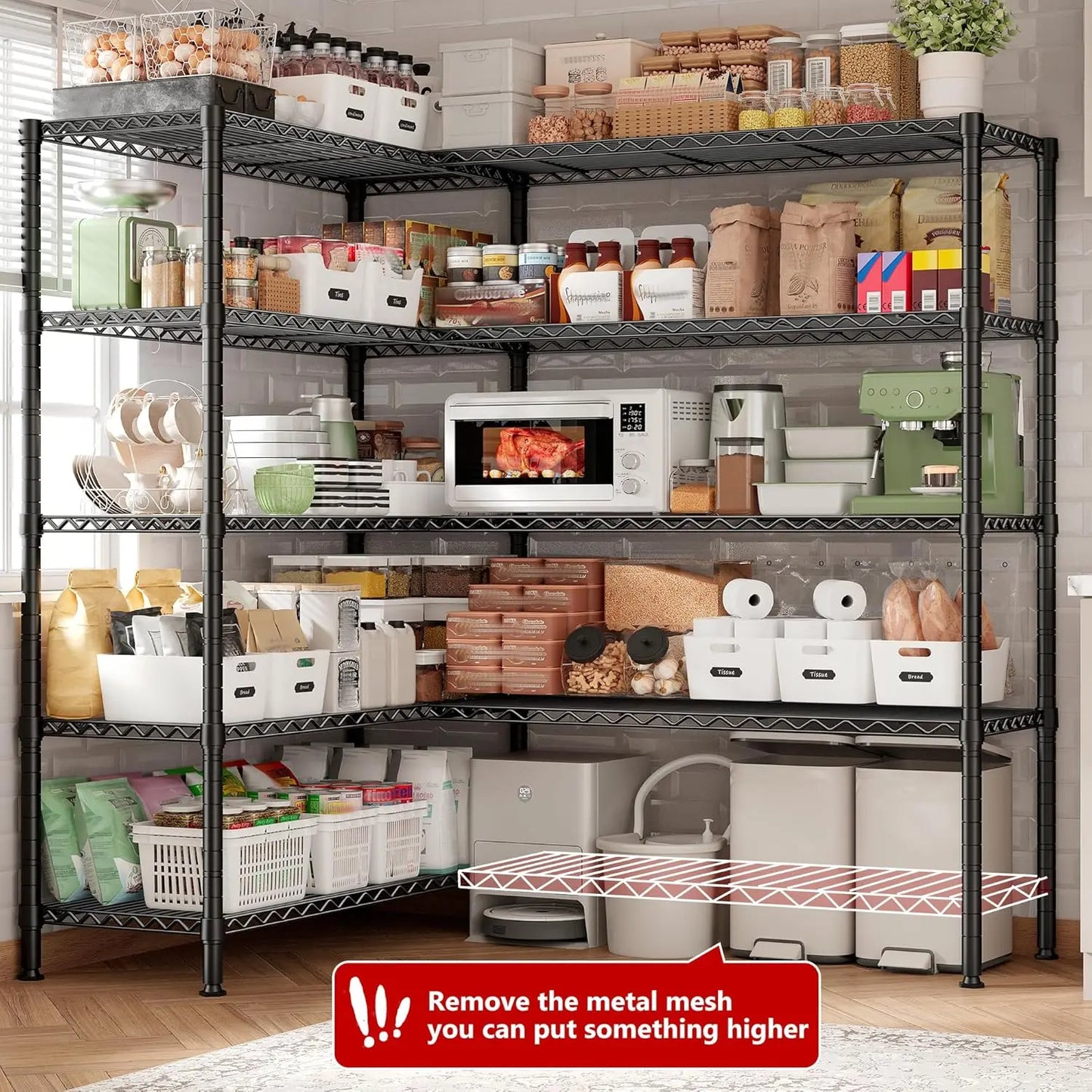 JIUAN 5-Tier Metal Wire Shelving Unit for Garage Storage
