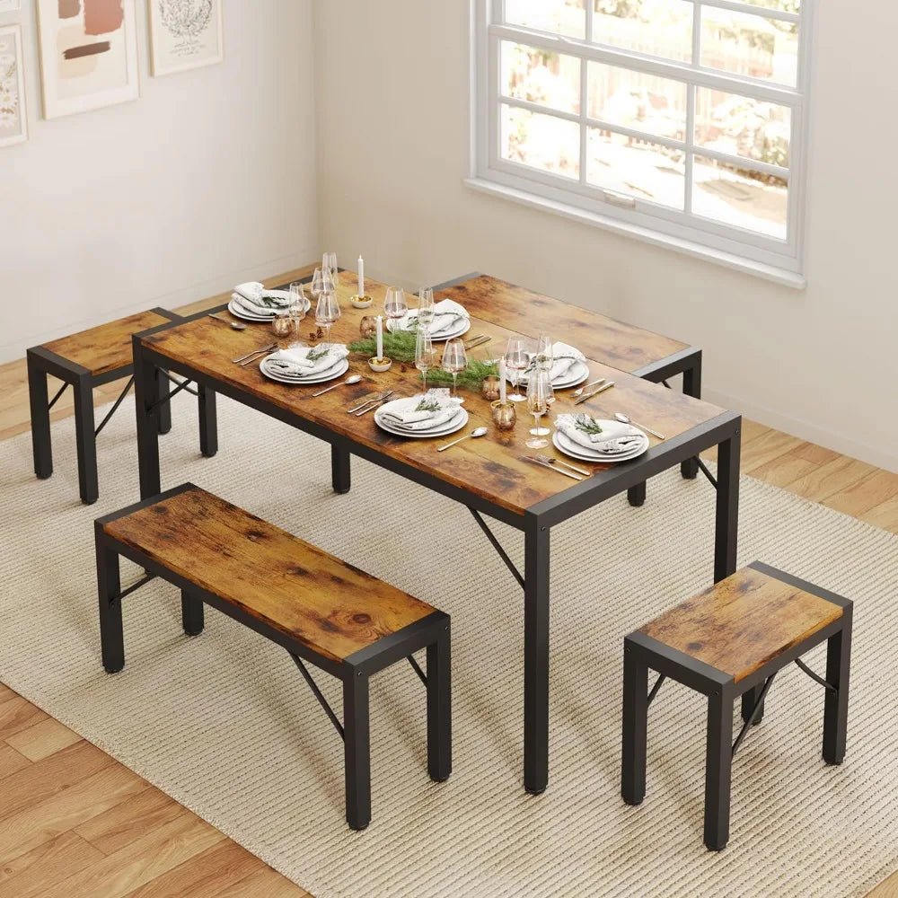 Dining Room Table Set With Modern Metal Frame Rectangular