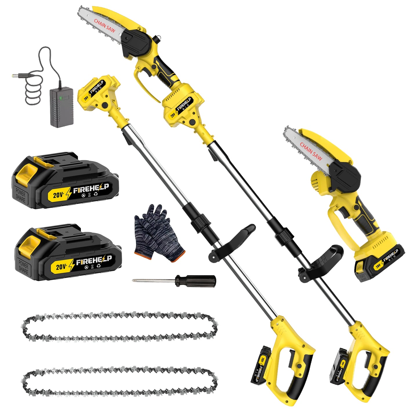 Firehelp 2-In-1 Cordless Pole Saw With Adjustable Extension For Pruning