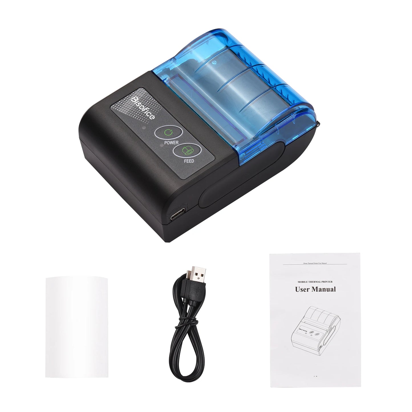Bisofice Portable Thermal Receipt Printer Wireless USB
