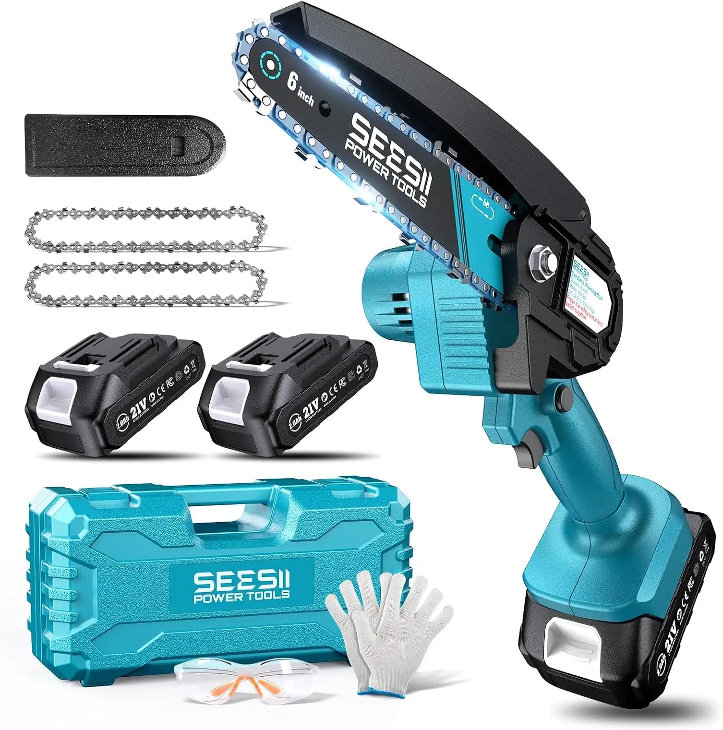 Seesii 6 Inch Cordless Mini Chainsaw For Makita 18V Battery Power